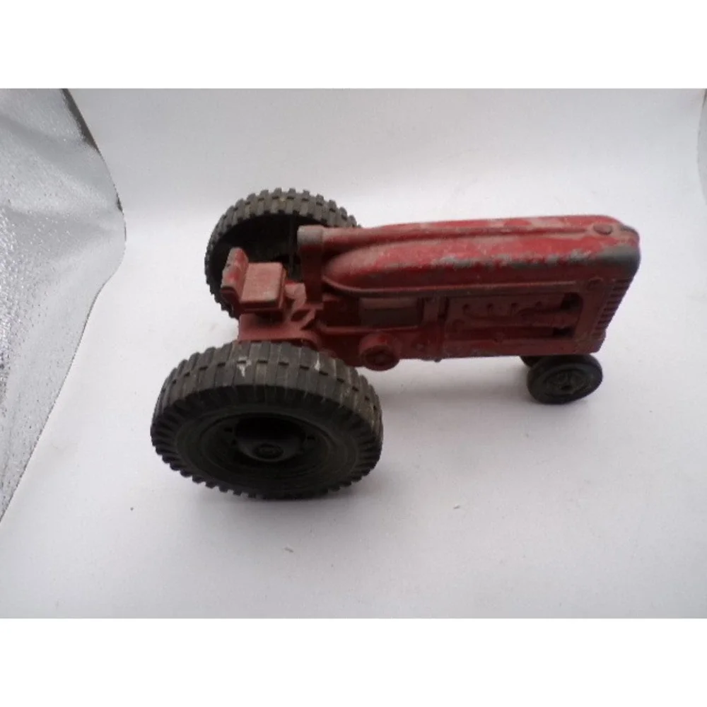 Vintage Kiddie Toy Red Diecast Metal Tractor Antique Farm‎ Collectible READ